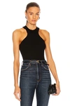 Agolde Black Organic Cotton Bea Cutaway Tank Top In Black