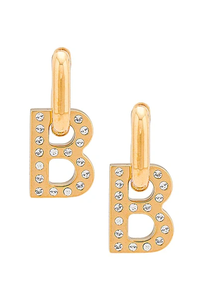 Balenciaga B Chain Extra-small Crystal Earrings In Gold