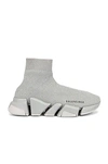 Balenciaga Speed 2.0 Ribbed Stretch-knit High-top Sneakers In Grey