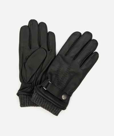 Dents Henley Lined Touchscreen Leather Gloves In Black