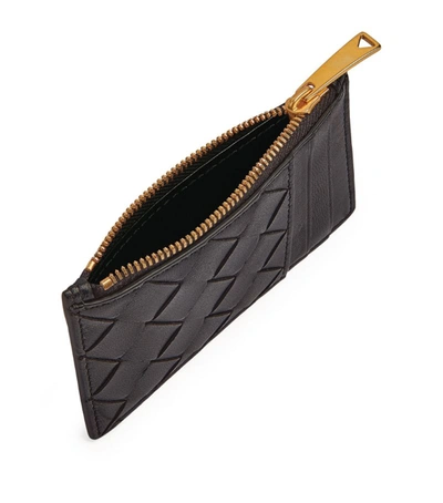 Bottega Veneta Leather Zipped Card Holder In Gold