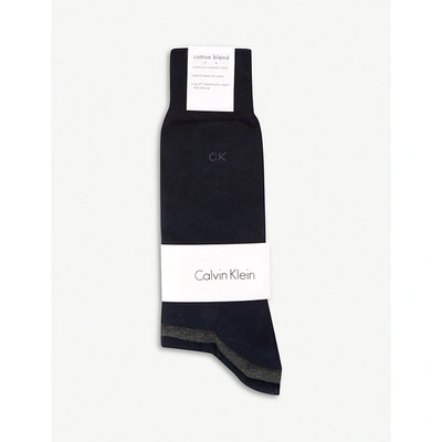 Calvin Klein Brand-embroidered Pack Of Three Cotton-blend Socks In Grey Assorted