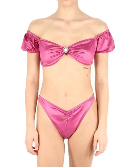 Alessandra Rich Fuchsia Bikini With Jewel In Fuxia