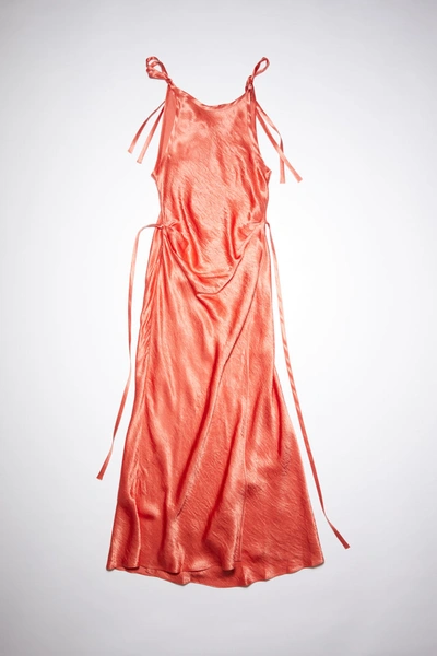 Acne Studios Hammered Satin Dress In Coral Red ModeSens