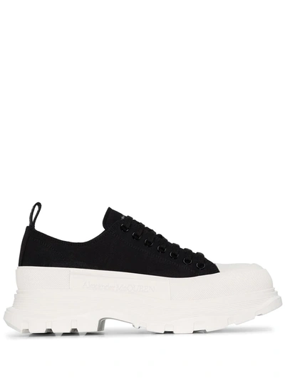 Alexander Mcqueen Tread Slick Lace-up Sneakers In Black/white