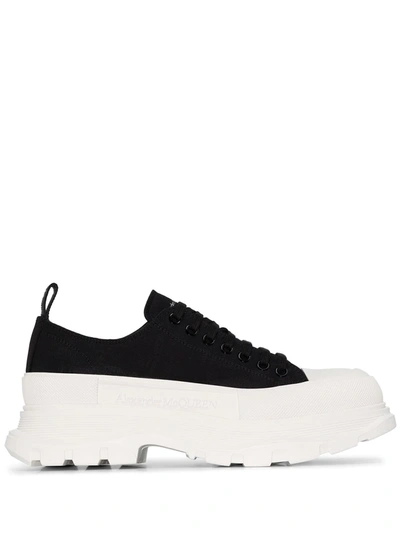 Alexander Mcqueen Tread Slick Lace-up Sneakers In Black