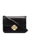 Maje Medium Leather Shoulder Bag In Noir / Gris