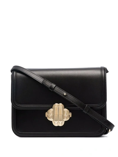 Maje Medium Leather Shoulder Bag In Noir / Gris