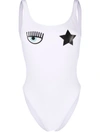 Chiara Ferragni Logo Printed One-piece Swimsuit In Weiss