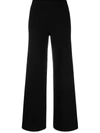 D-EXTERIOR CONTRAST-TRIM KNITTED FLARED TROUSERS