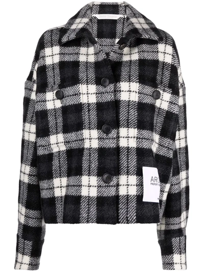 Palm Angels Black And White Check Wool Jacket