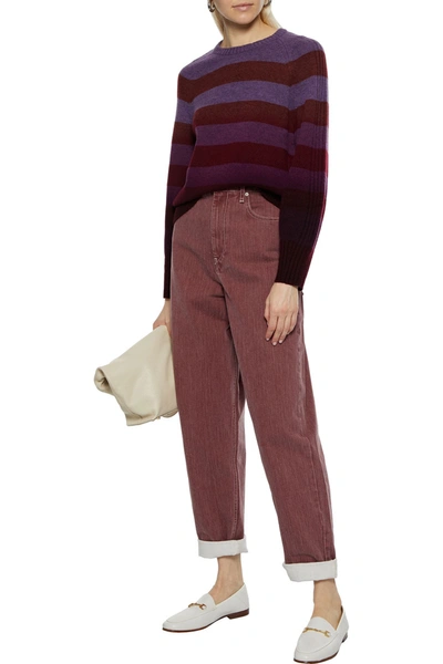 Naadam Striped Dégradé Wool And Cashmere-blend Jumper In Purple