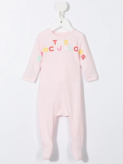 The Marc Jacobs Logo-print Cotton Babygrow Set In 粉色