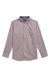 Johnston & Murphy Kids' Medallion Print Button-down Shirt In Orange