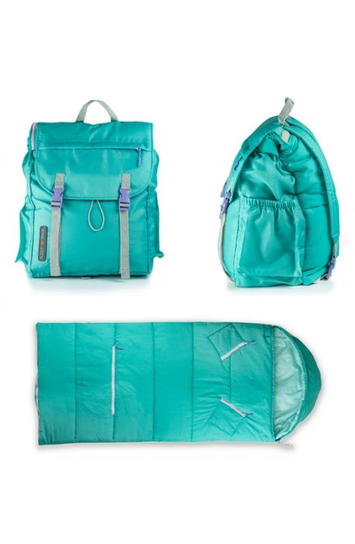 Mimish Kids' Sleep-n-pack Water Repellent Sleeping Bag Backpack In Teacup Teal Shell / Light Teal