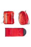 Mimish Kids' Sleep-n-pack Faux Shearling Lined Sleeping Bag Backpack In Fiery Red/ Stormy Grey