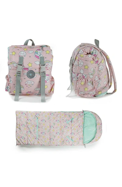Mimish Kids' Sleep-n-pack Unicorn Print Sleeping Bag Backpack In Unicorn Doodle Multi-print