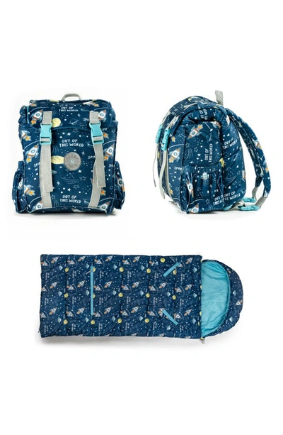Mimish Kids' Sleep-n-pack Space Print Sleeping Bag Backpack In Space Multi-print