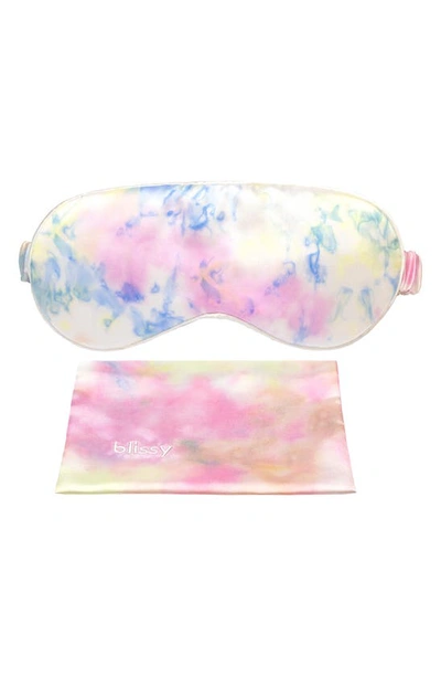 Blissy Silk Sleep Mask In Yellow Tie Dye