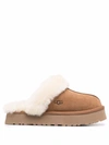 Ugg Disquette Sheepskin And Suede Comfort Slide In 褐色