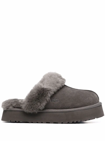 Ugg Gray Mule In Mutton With 3cm Platfoarm In Grey