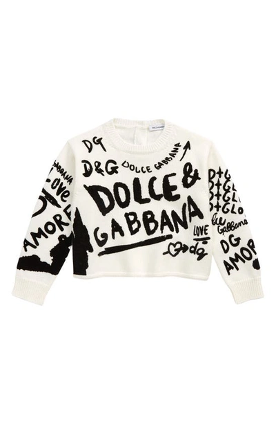 Dolce & Gabbana Kids Virgin Wool Graffiti Sweater (2-6 Years) In Neutrals