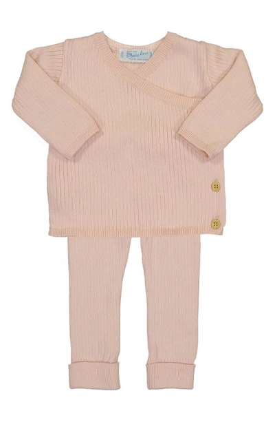 Feltman Brothers Babies' Rib Knit Cotton Sweater & Pants Set In Blush