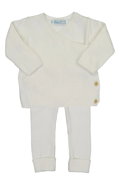 Feltman Brothers Babies' Rib Knit Cotton Jumper & Trousers Set In Ivory