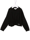 Simonetta Rhinestone-embellished Logo Blouse In 黑色