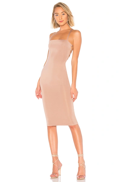 Superdown Yvonne Laced Back Midi Dress In Taupe