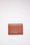 Acne Studios Brand-embossed Leather Card Holder In Almond Brown
