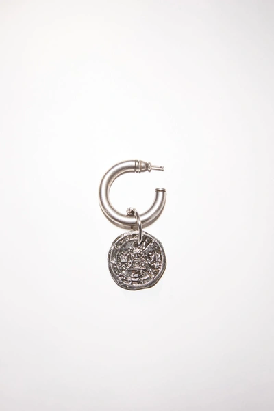 Acne Studios Coin Charm Earring In Antique Silver