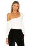 Superdown Haley One Shoulder Bodysuit In White