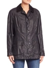 Barbour Womens Sage Beadnell Tartan-lined Waxed-cotton Jacket In Black