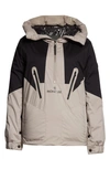 Moncler Iberis Half Zip Down Hooded Pullover Jacket In Dust Pink