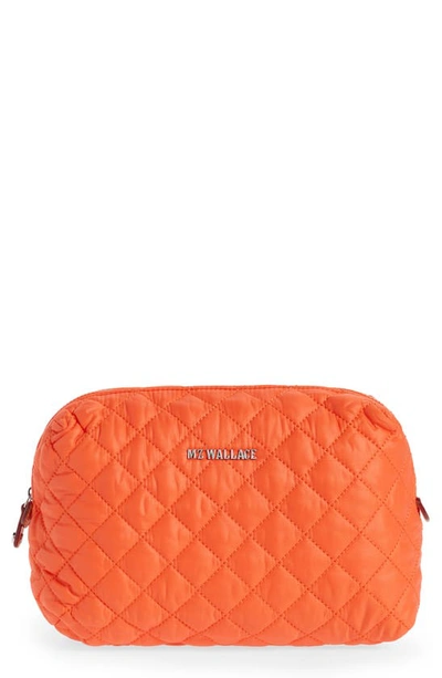 Mz Wallace Mica Quilted Nylon Cosmetics Case In Flame Oxford