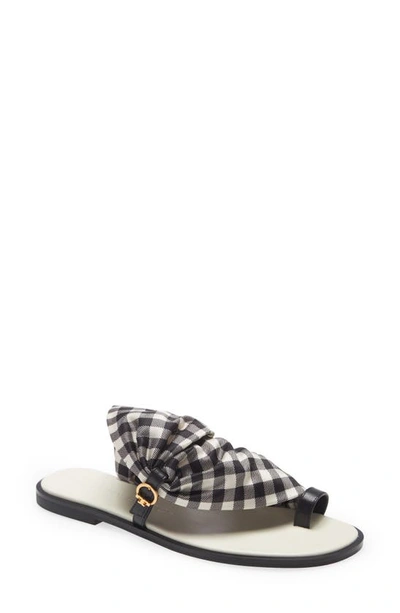 Tory Burch Black And White Gingham Sandals Tory Burch Selby Scarf