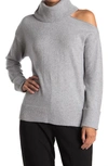 1.state Cutout Shoulder Turtleneck Sweater In Silver Hthr