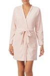 Kate Spade Embossed Velour Short Robe In Pink