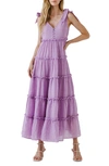 Free The Roses Tiered Sleeveless Ruffle Maxi Dress In Lilac