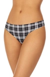 Dkny Litewear Cut Anywhere Logo Thong Underwear Dk5026 In Dk Logo Plaid