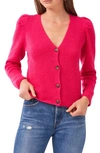1.state Puff Long Sleeve Button Front Cardigan Sweater In Beetroot Purple