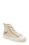 See By Chloé See By Chloe Aryana High Top Logo Print Fabric Sneakers In Beige