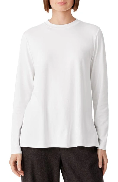 Eileen Fisher Long Sleeve Organic Cotton Tee In White