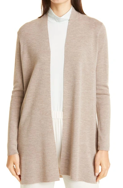 Eileen Fisher Merino Straight Long Cardigan In Barly