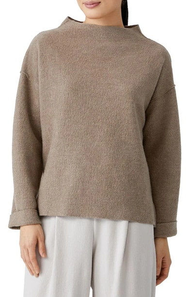 Eileen Fisher Boiled Wool Box Top In Barly
