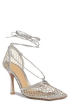 Bottega Veneta Neutral Stretch 90 Mesh Pumps In Silver