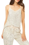 1.state Sheer Inset Sequin Camisole In Champagne