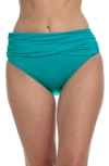 La Blanca Island Goddess Overlap Bikini Bottoms In Turquoise