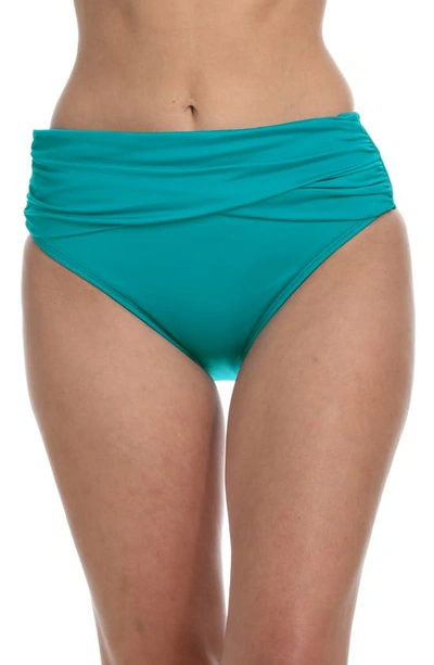 La Blanca Island Goddess Overlap Bikini Bottoms In Emerald